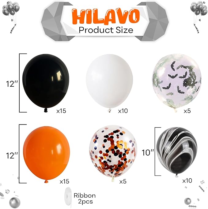 Orange and Black Halloween Balloons Set - Image 2