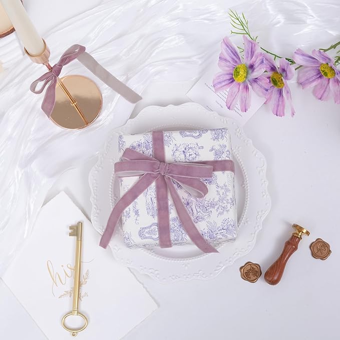 Vintage Lavender Velvet Ribbon Lilac Christmas Ribbon - Image 3
