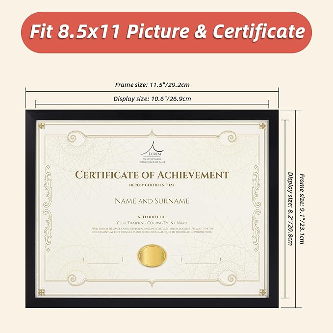 Rempry 8.5 x 11 Picture Frame Set of 16, Certificate Frames 8.5 by 11, Tabletop - Image 2