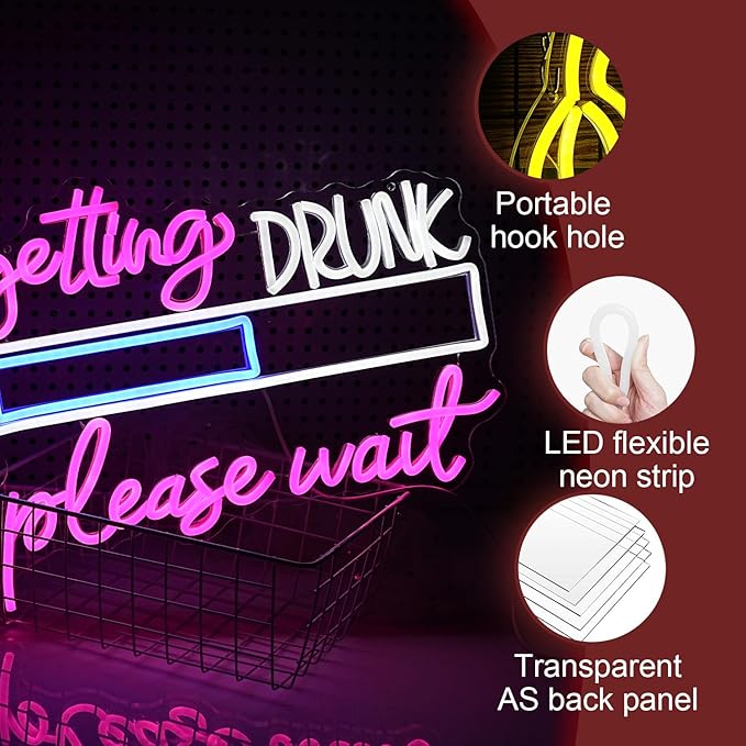 Drink Please Wait Neon Sign Dimmable Letters Neon Light - Image 3