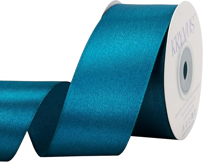 Turquoise Satin Ribbon 1-1/2 inch X Continuous 25 Yards, Single Face Polyester by Kryvusribbon