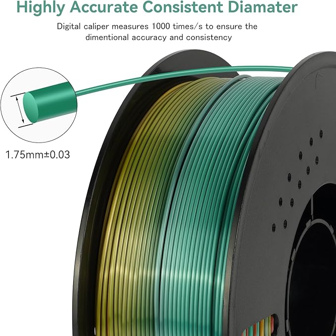 Kingroon Silk PLA Filament 1.75mm Rainbow Color Changing Filament 3D Printer - Image 4
