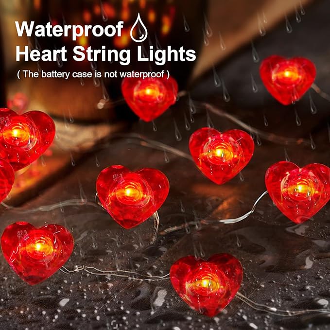 1 Pack Valentine’s Day Red Heart Fairy String Lights 16FT 50 LEDs Valentine's - Image 3