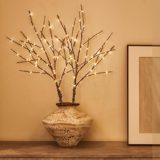 Fudios Lighted Branches with Ice Timer 100 LED 32IN, Artificial Tree Branch by Fudios
