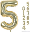 Champagne Gold Balloon Number 5, 40 Inch Large Self Inflating Foil Number by Lingqiang
