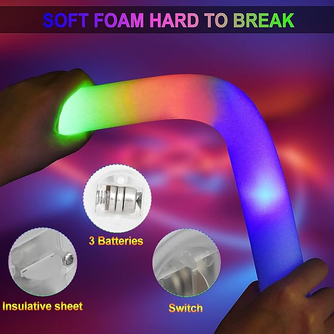 LifBetter Light Up Glow Sticks Bulk, LED Foam Sticks in The Dark - Image 2