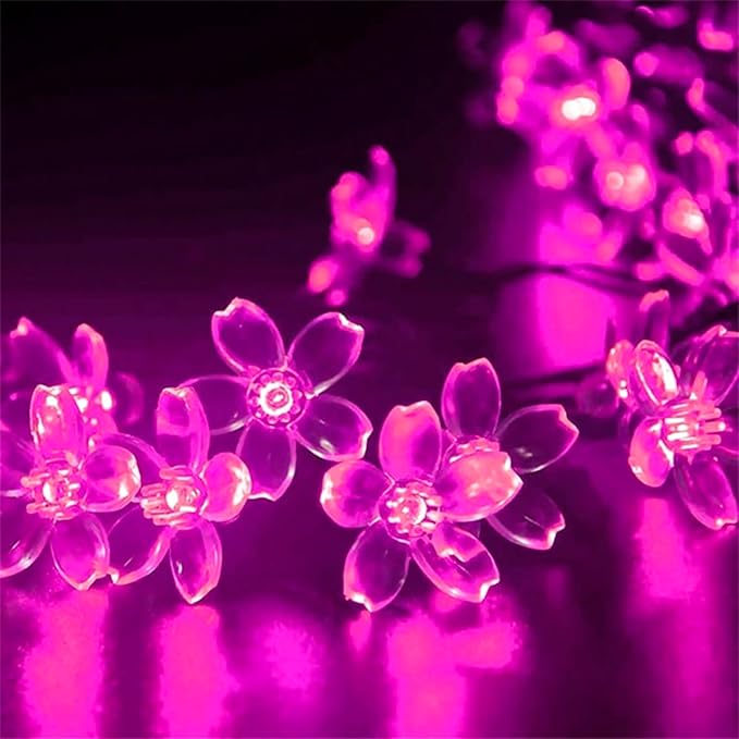 Hot Pink Aesthetic Flower Lights String Indoor Decorations, 33Ft 100 LED by JACUXLSS