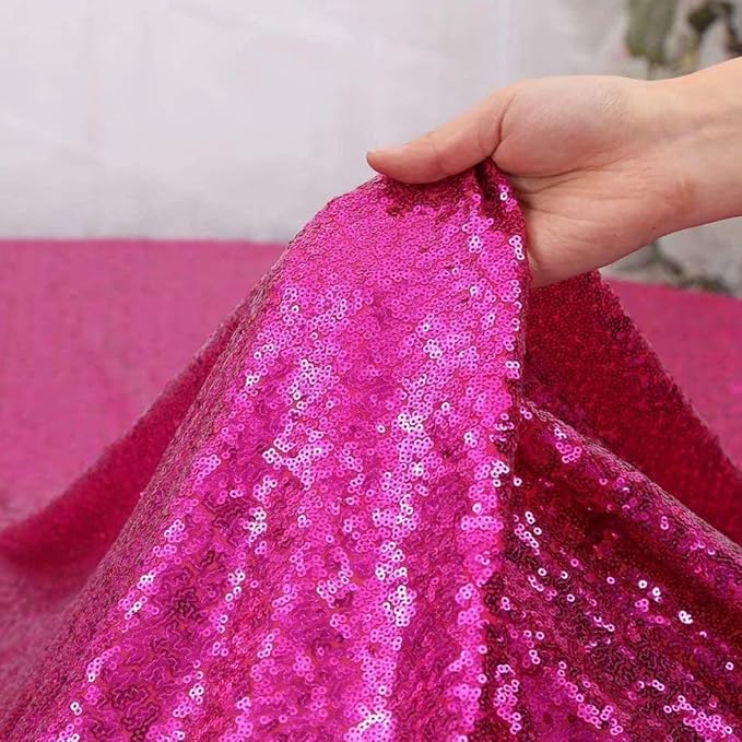 Fuchsia Sequin Backdrop Hot Pink 4FTx8FT 2 Panels Sparkly Background Drapes - Image 5