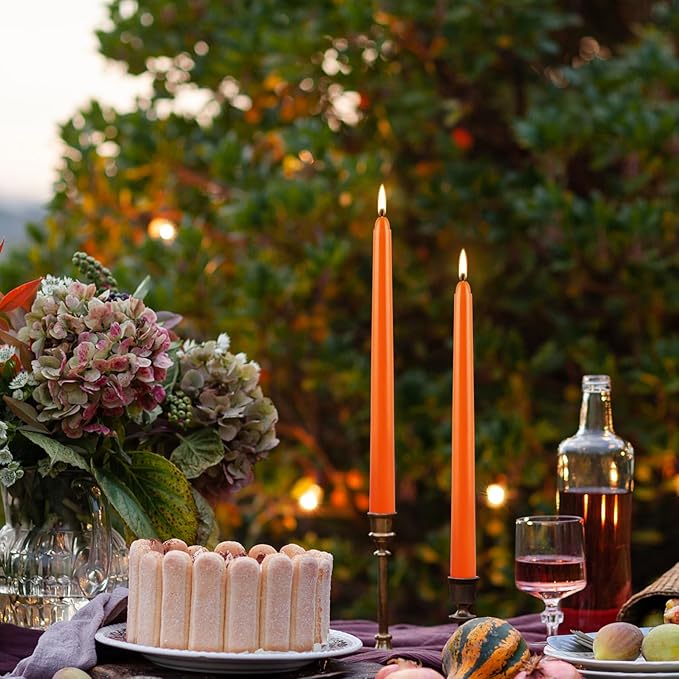 12-Pack Orange Taper Candles - Image 9