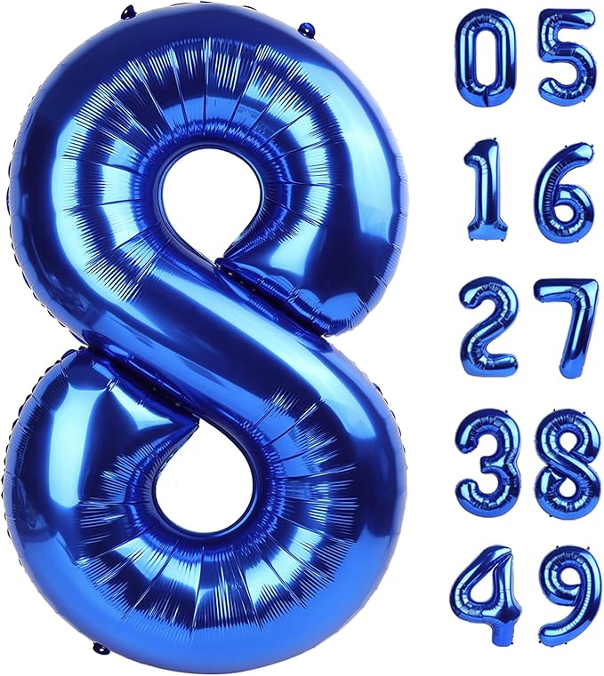 40 Inch Big Dark Blue 8 Balloon Number Foil Helium Number Balloons 0-9 Jumbo by Lnhiya