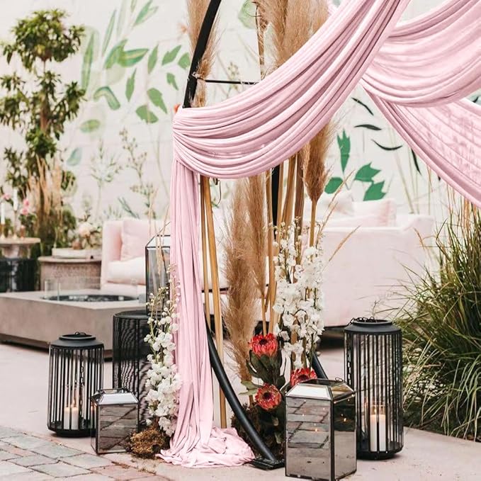 Wedding Arch Draping Fabric 1 Panel 30'' x 18FT Blushing Pink Sheer Chiffon - Image 6