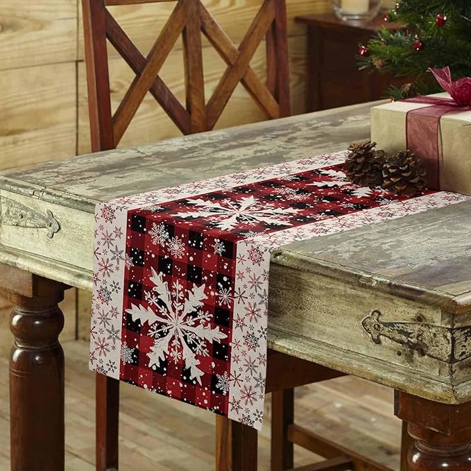 Buffalo Plaid Christmas Cotton Linen Table Runner - Image 3