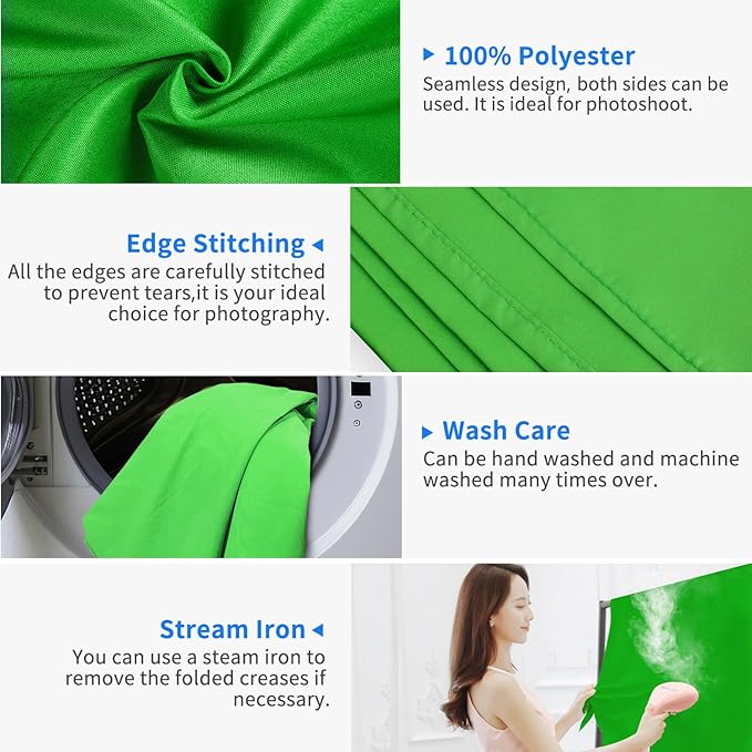 HEMMOTOP Green Screen Backdrop, 6x9 ft Greenscreen Background - Image 2