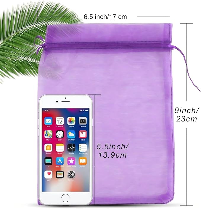 ANZNKU 100 Pack Premium Organza Bags 6x9 inches, Mesh Drawstring Bags - Image 2