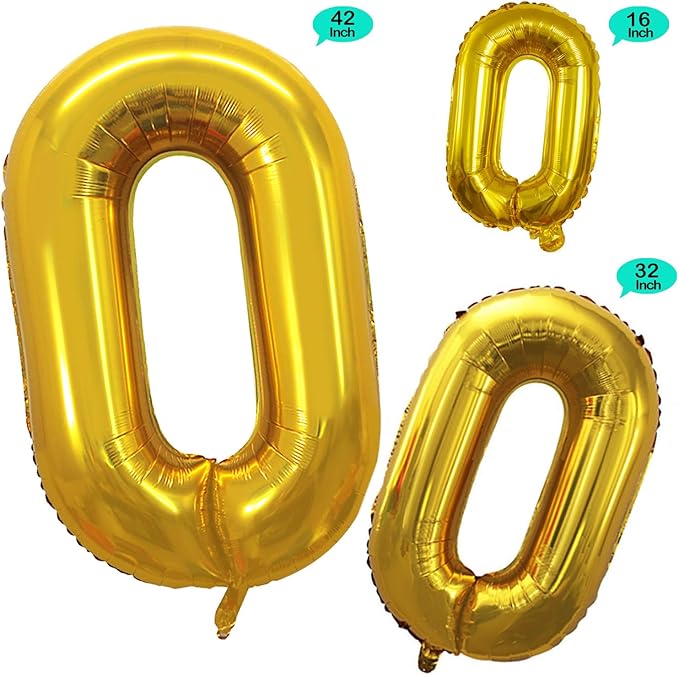 GOER 2 Pcs 42 Inch Gold Foil Balloons Number 0 - Image 2