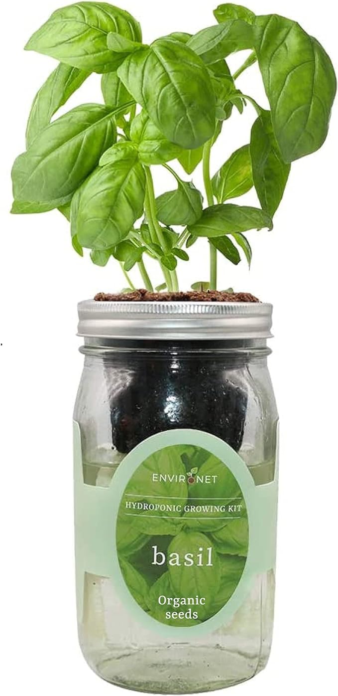 Hydroponic Growing Kit, Self-Watering Mason Jar Herb Garden Starter Kit Indoor by Environet