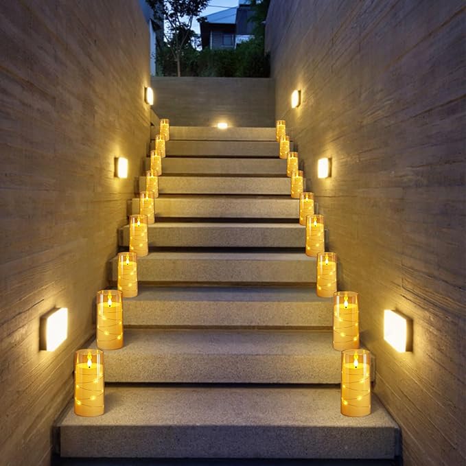 NURADA Flickering Flameless Candles: Built-in Star String Lights Acrylic - Image 3