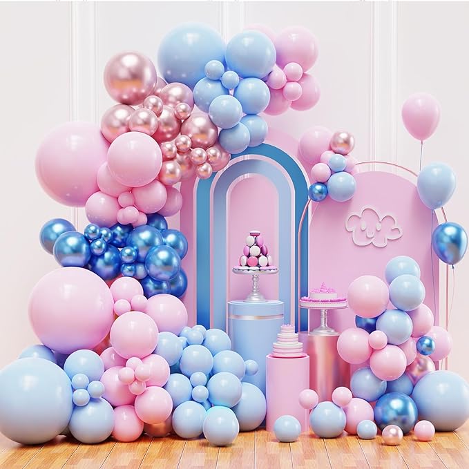 Pink and Blue Balloons Garland Arch Kit, Gender Reveal Balloons Arch Kit by FHEKFNG