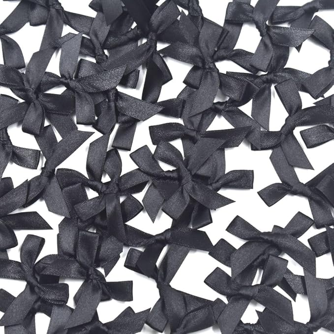 60pcs 1.7" Mini Black Ribbon Bows Decor – Small DIY Satin Bows - Image 3