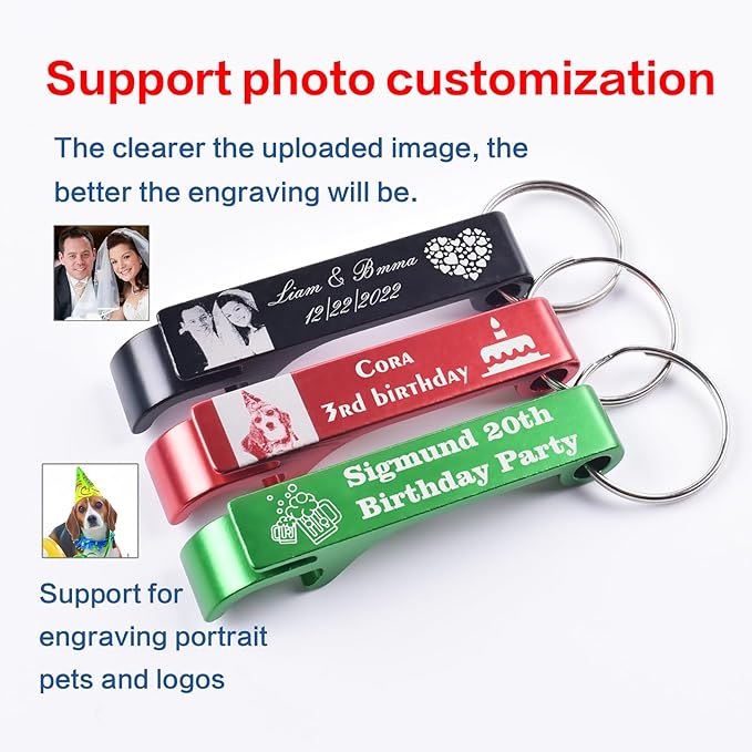 30pcs Personalized Bottle Opener Keychain Bulk, Custom Text/Logo/Photo - Image 2