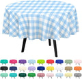 QIKSION Blue Gingham Round Tablecloth 6 Pack, 84 Inch Plastic Checkered Table by QIKSION