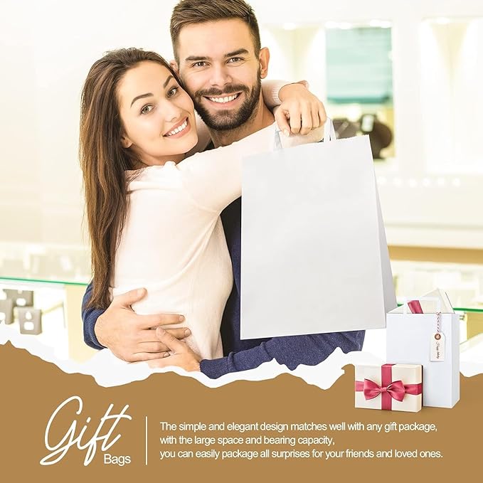 GSSUSA Paper Bags with Handles 10"X5"X13" Gift Bags Medium Size 200 Pack Kraft - Image 8