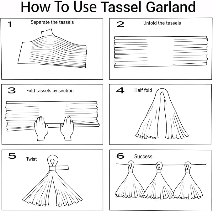 Shiny Tassel Garland Tissue Paper Tassel Banner, Tassels Decorations - Image 7