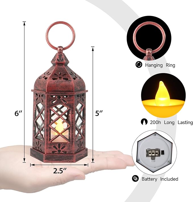 12PCS Mini Lantern with Flicker LED Candle - Image 6