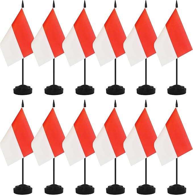 12 Pack Indonesia Desk Flags, Indonesian Desktop Flag, Small Miniature Office by Unknown
