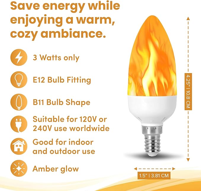 Flame Effect Chandelier LED Fire Candle Light Bulb Flaming Flicker E12 - Image 3