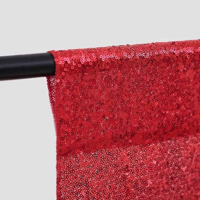 Red Sequin Backdrop Curtain 8FTX8FT 1 Panel Christmas Party Backdrop Curtains - Image 4