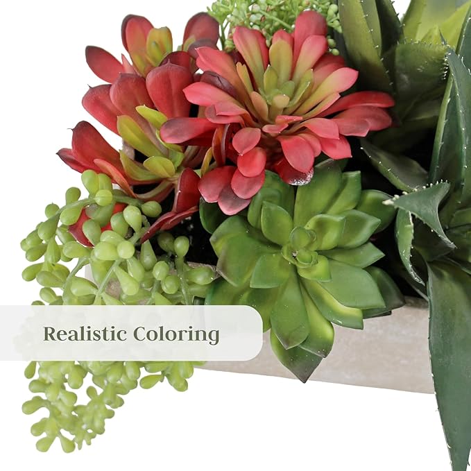 Oblong Faux Succulent Arrangement, Display on Any Surface in Your Home Adding - Image 3