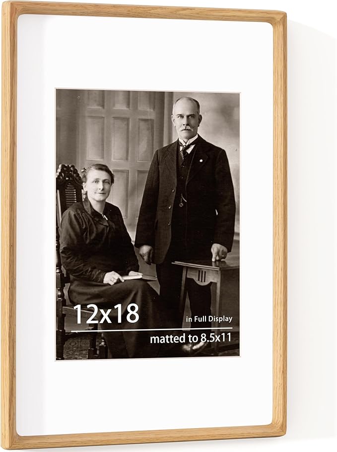 12x18 Frame USA-Sourced Natural Oak Wood Solid Wood Photo Frame Handcrafted by Dreamland