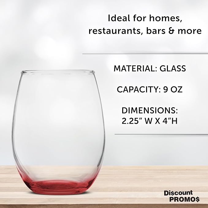 DISCOUNT PROMOS Stemless Wine Glass 9 oz. Set of 10, Bulk Pack - Image 4