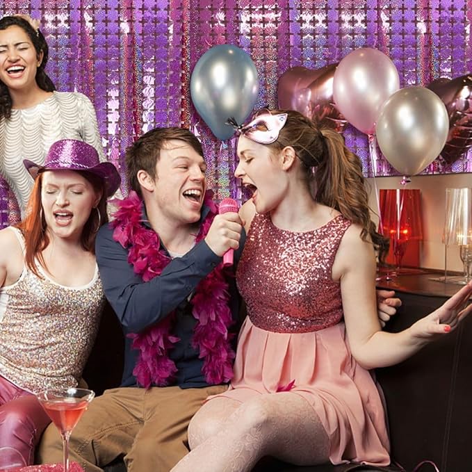 Pink Tinsel Curtain Party Backdrop - Image 6