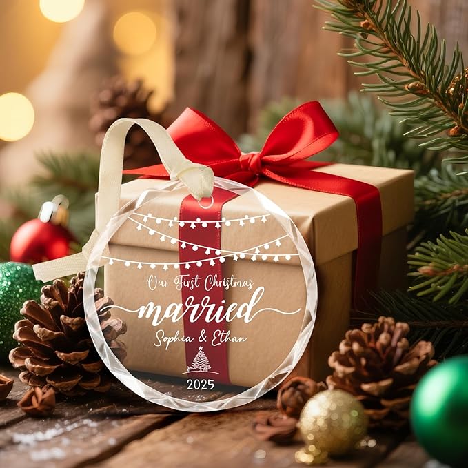 First Christmas Married Ornament 2025, Personalized Christmas Ornaments - Image 6