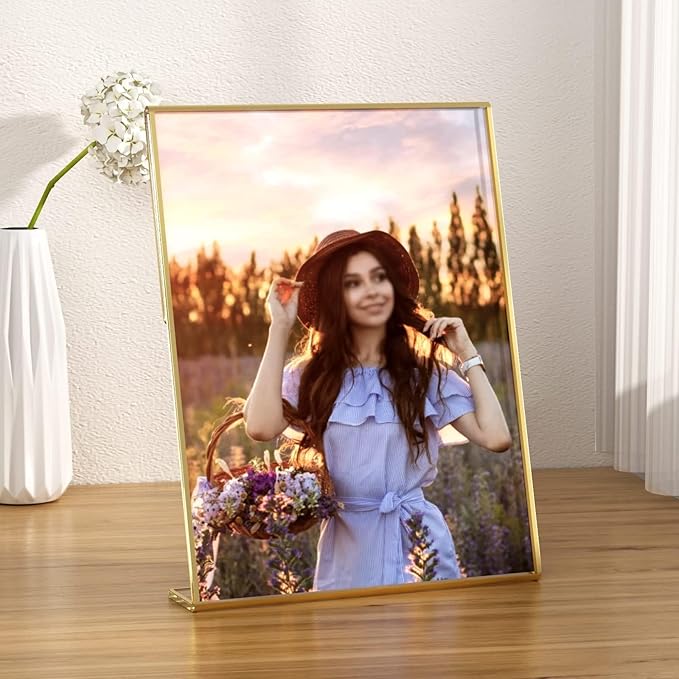 NIUBEE 8.5 x 11 Gold Frames, 6 Pack Acrylic Slanted Back Gold Picture Frames - Image 7