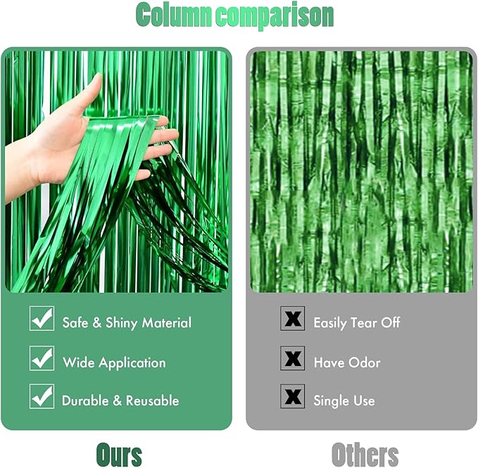 CANREVEL 2 Pack 3.3x8.2 Feet Foil Fringe Backdrop Curtains, Fringe Backdrop - Image 2