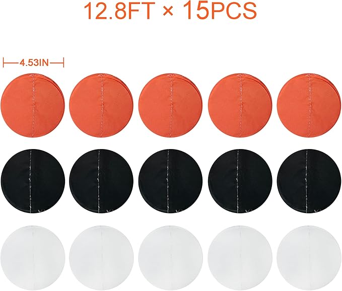 192 Ft Orange Black White Party Decorations Polka Dots Garland Streamer Backdrop - Image 2