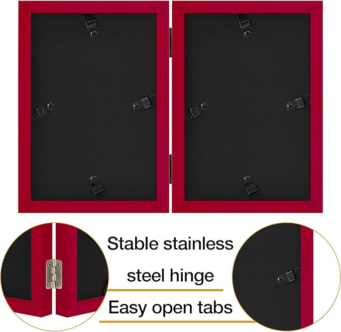 decorUhome Double 4x6 Picture Frame Vertical, Engineered Wood Bifold Photo Frame - Image 7