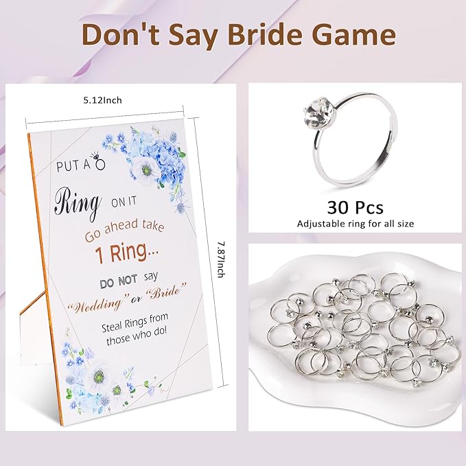 30 Set Bridal Shower Games for guests, Guess the Dress and Ring Wedding Shower - Image 3