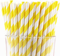 Pack of 900 Yellow Swirls Biodegradable 4-Ply Paper Drinking Straws by Stephanie+Imports