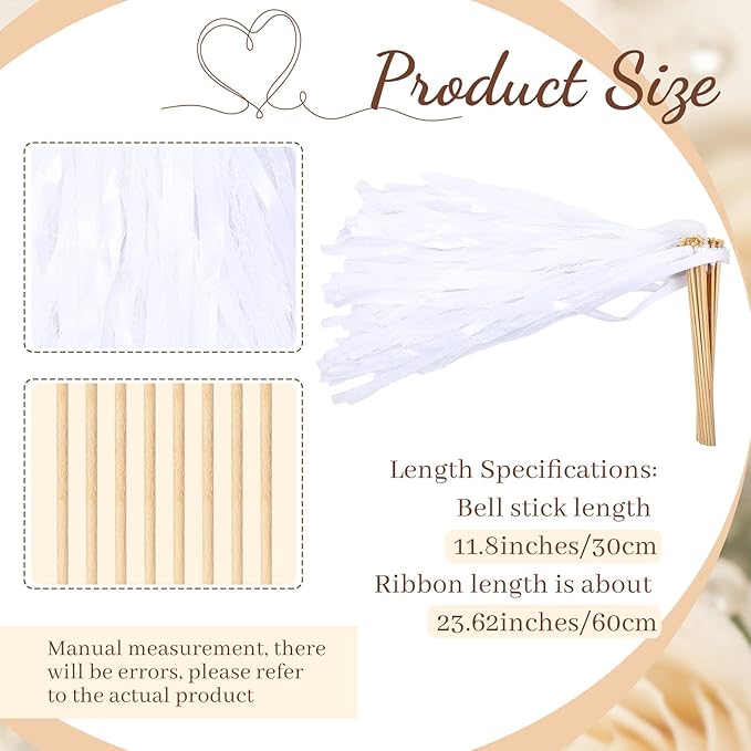 Taiyin 150 Pcs Lace Ribbon Stick Wands Wedding Wand Streamers - Image 2