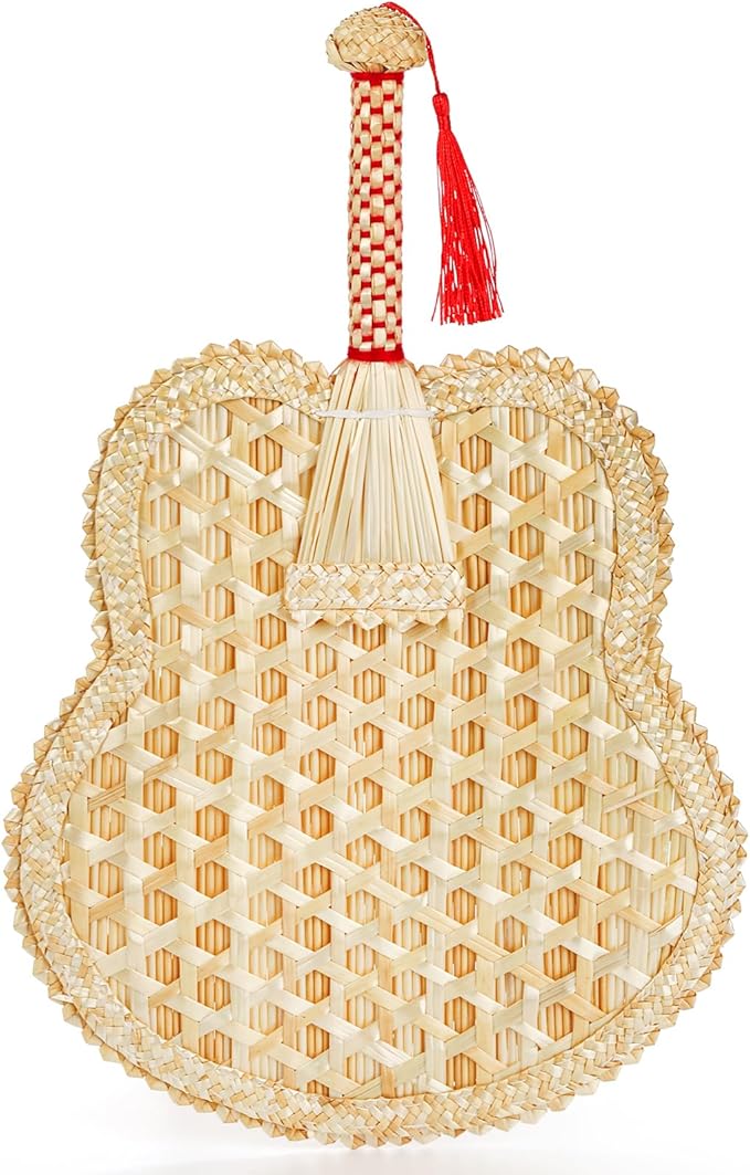 Goaste 2 Packs Hand Woven Fan, Handheld Wheat Straw Fans, Rustic Chinese Manual - Image 8