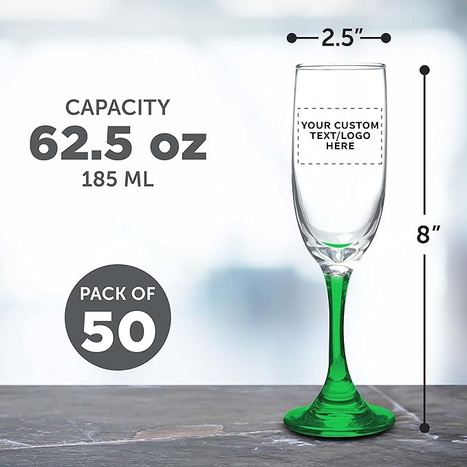 DISCOUNT PROMOS Custom Premiere Champagne Flutes 6.25 oz. Set of 50, - Image 5