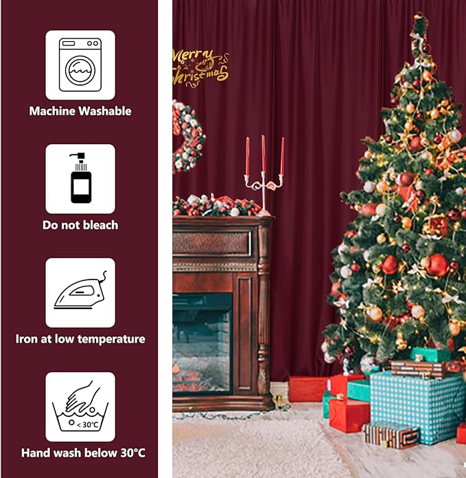 MYSKY HOME Burgundy Backdrop Curtains - Image 7