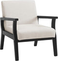 Mid Century Modern Accent Chair, Linen Upholstered Living Room Accent Armchair by BESTANO