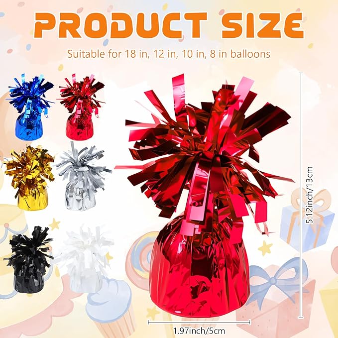 6 Pack Red Balloon Weights Metallic Holder Anchors Balloon Holder Weights - Image 2