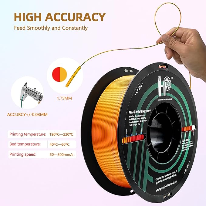 Dual Color PLA Filament, Shiny Silk Red Gold PLA, 3D Printer Filament, PLA - Image 6