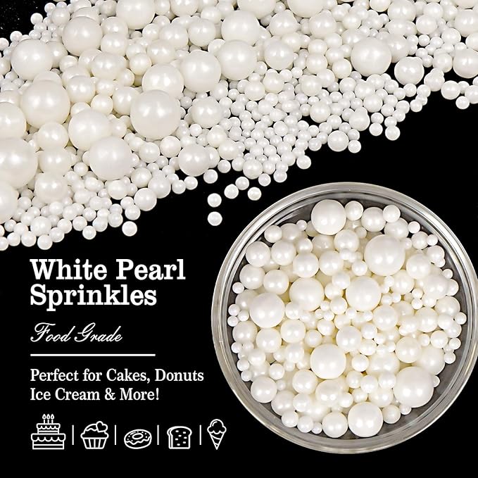 Edible White Pearl Sugar Sprinkles - Image 4